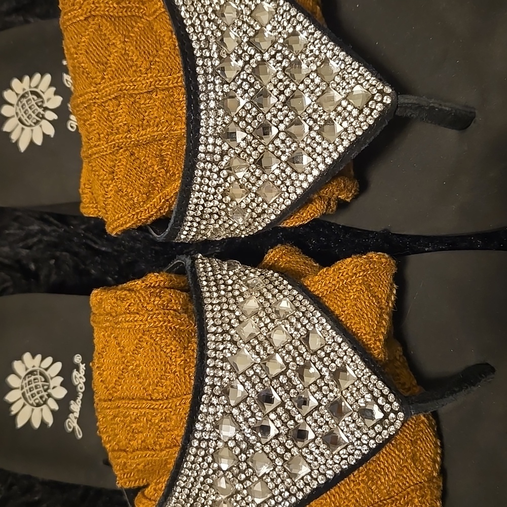 Black Flip Flops with Rhinestone Accents